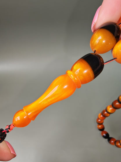 Dual Color Catalin Bakelite Rosary 33 Beads