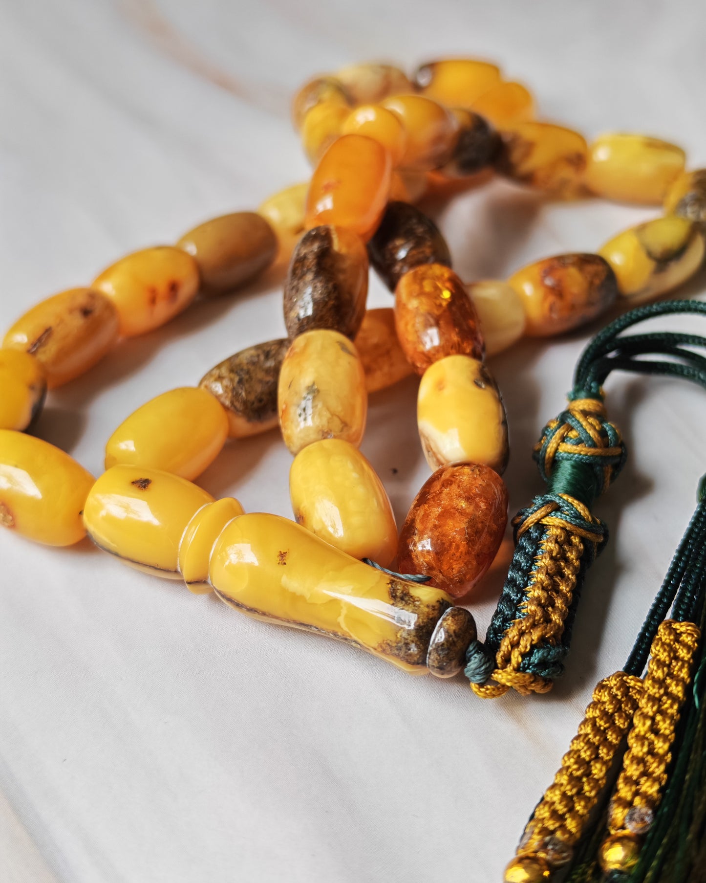 Aged Natural Multicolor Marble Raw Amber Misbah 33 Barrel Beads