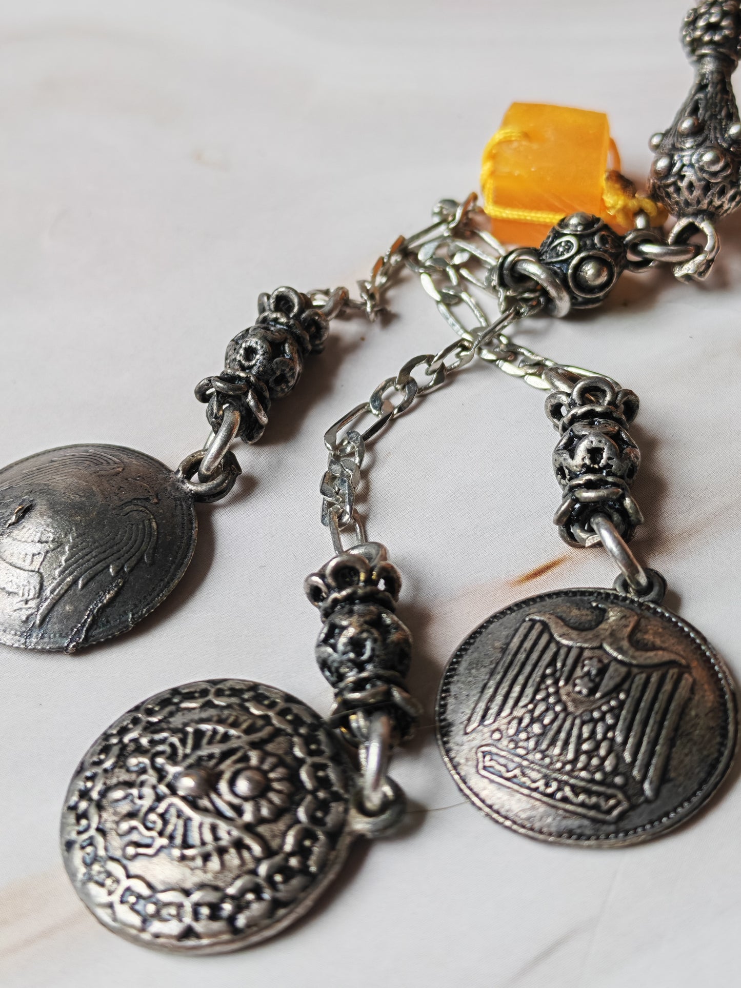 Catalin Bakelite Misbah | 33 Beads in Fiery Lava Flow Pattern