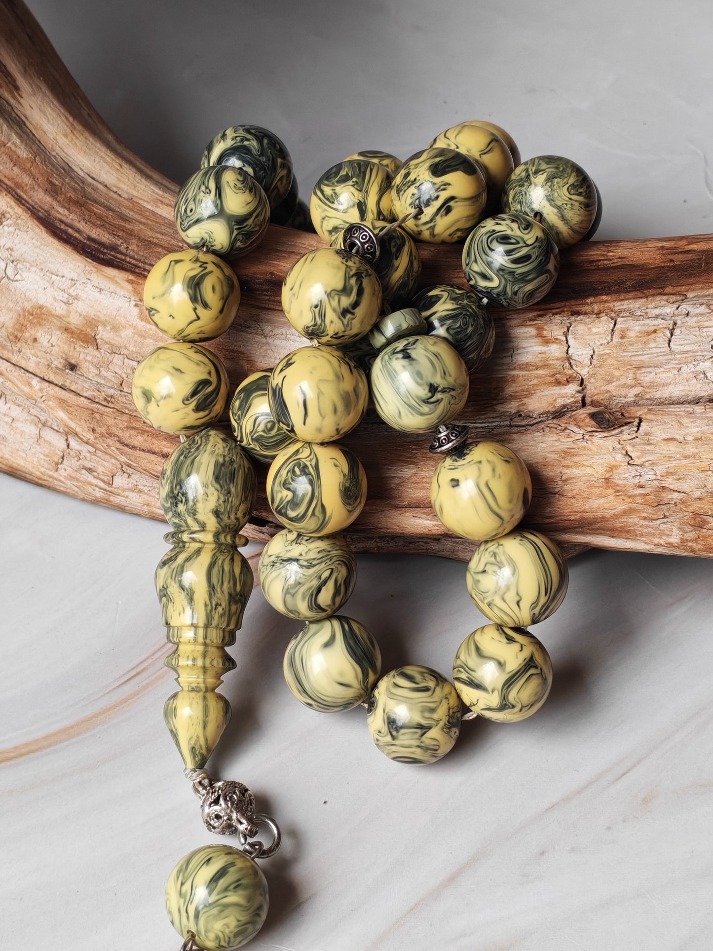 Vintage Gradient "Chernobyl" Bakelite Misbah 33 Beads