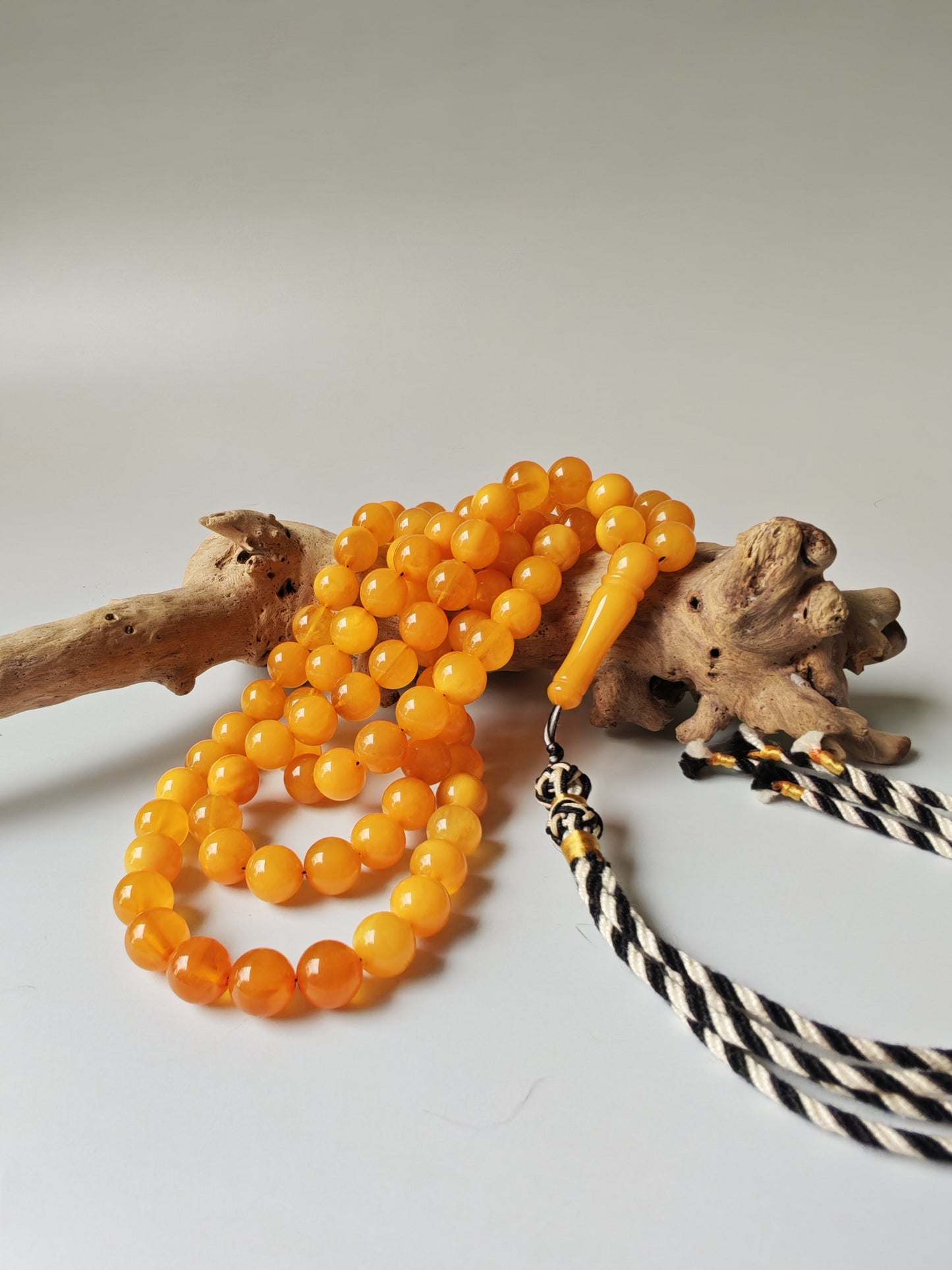 99-Bead Micro Tasbih | Naturally Aged Butterscotch & Honey Amber (8.5 mm)