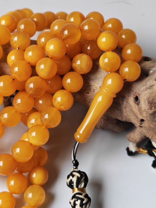 99-Bead Micro Tasbih | Naturally Aged Butterscotch & Honey Amber (8.5 mm)