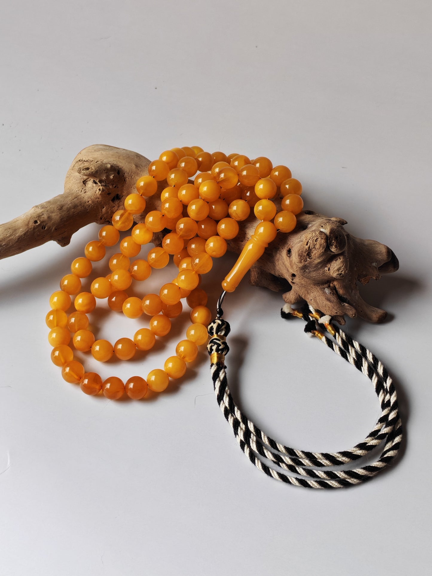 99-Bead Micro Tasbih | Naturally Aged Butterscotch & Honey Amber (8.5 mm)