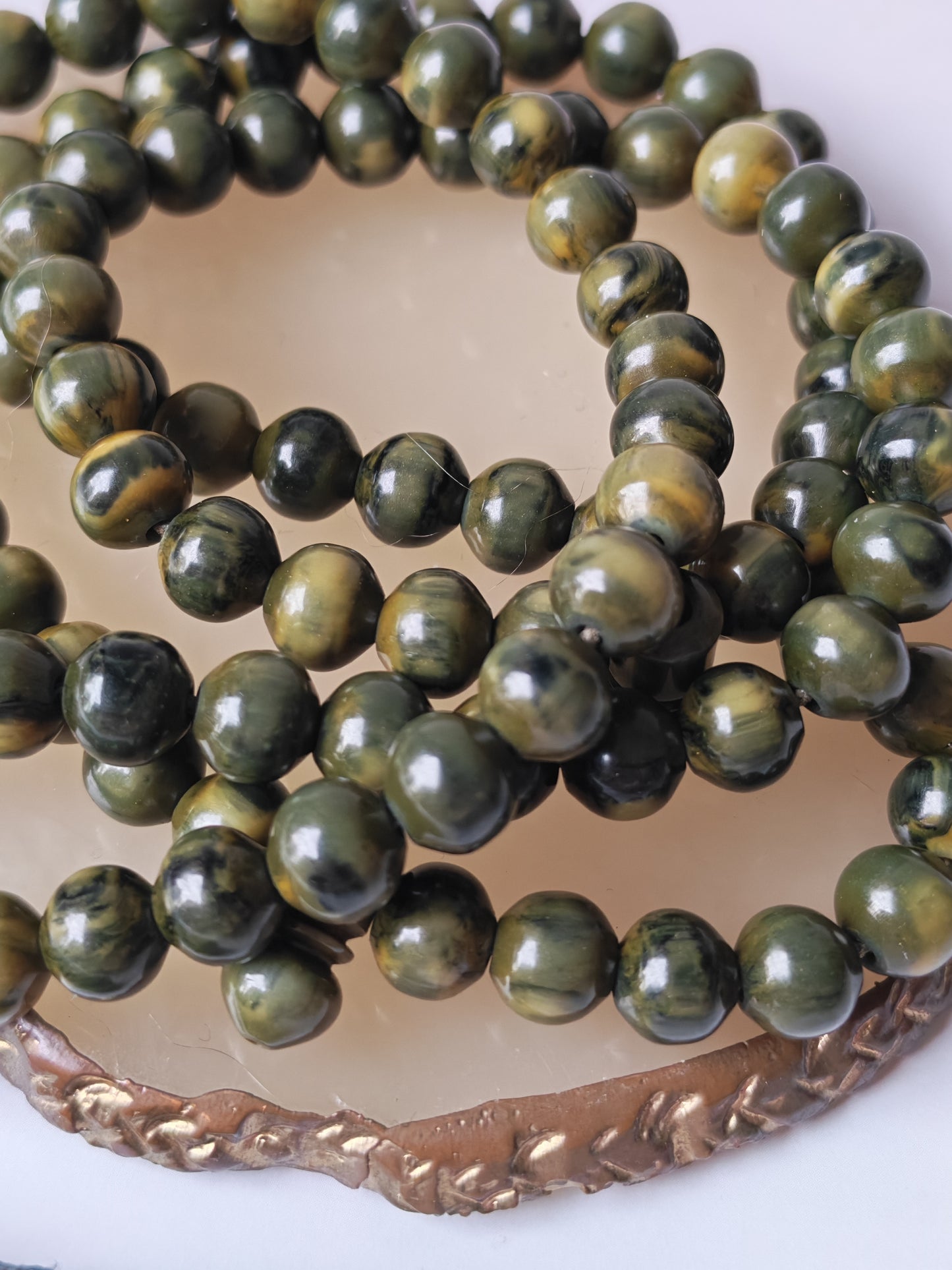 Rare Antique German Bakelite Misbah | 99 Beads, Ottoman Craft in Frog Green