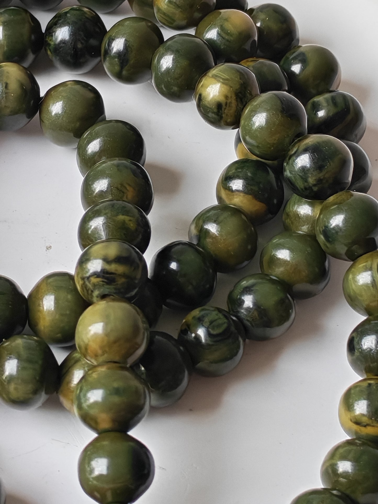 Rare Antique German Bakelite Misbah | 99 Beads, Ottoman Craft in Frog Green