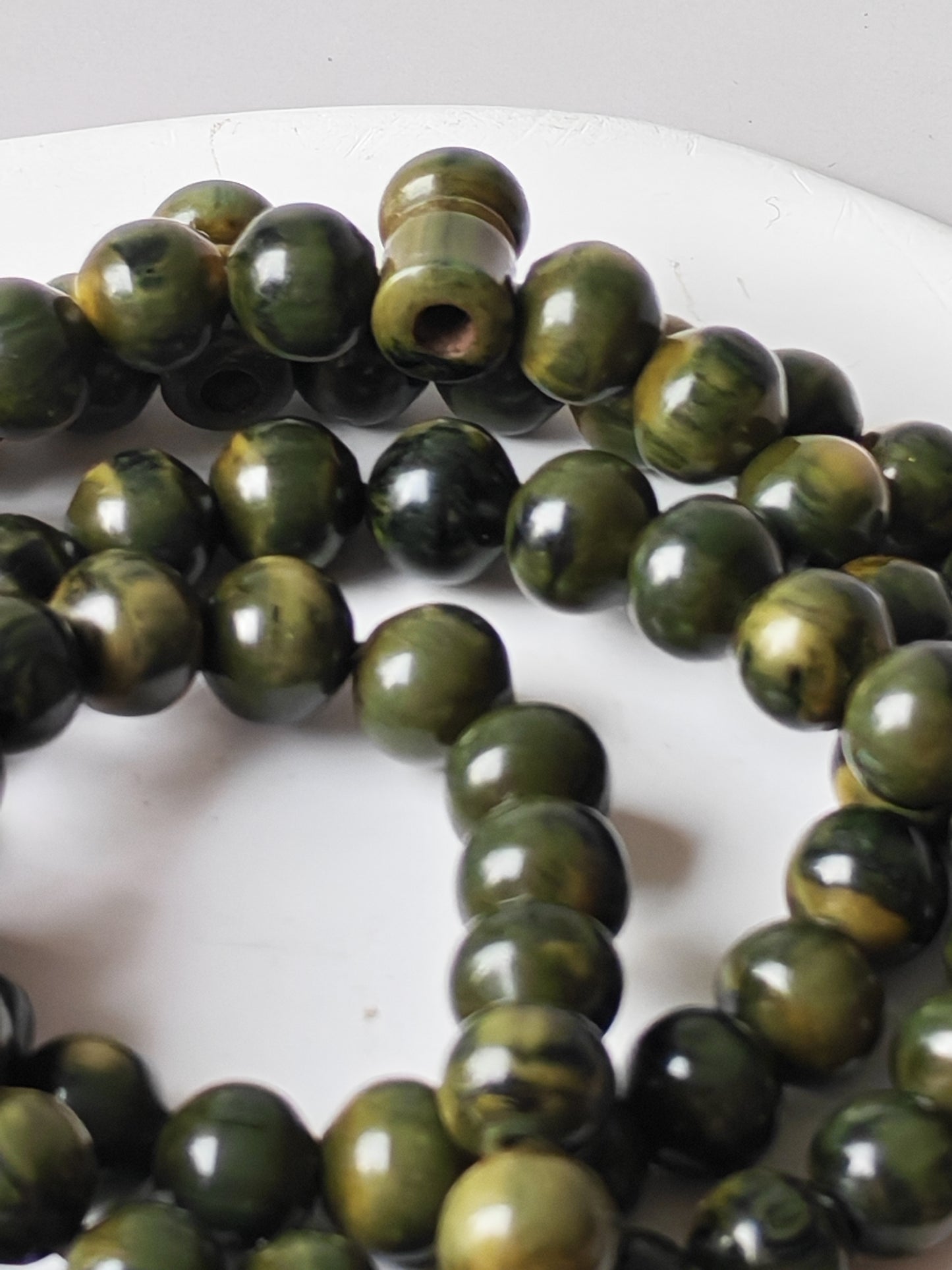 Rare Antique German Bakelite Misbah | 99 Beads, Ottoman Craft in Frog Green