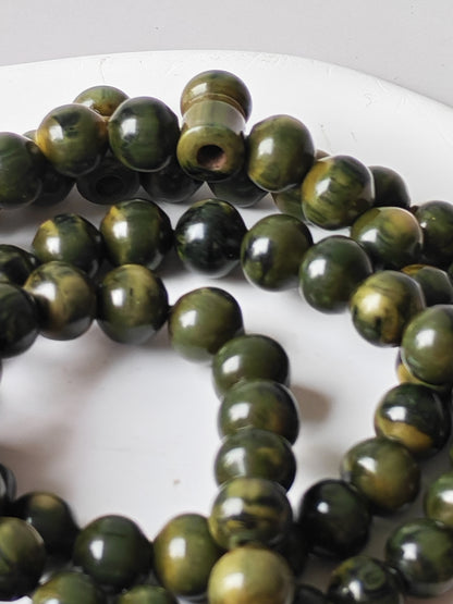 Rare Antique German Bakelite Misbah | 99 Beads, Ottoman Craft in Frog Green