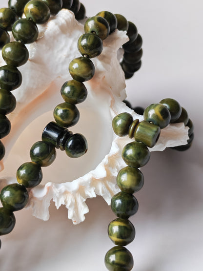 Rare Antique German Bakelite Misbah | 99 Beads, Ottoman Craft in Frog Green