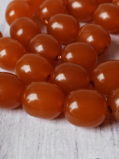Antique German Bakelite Tasbih – Czech Craft | Deep Orange Honey Color | 33 Large Olive Beads | 126g