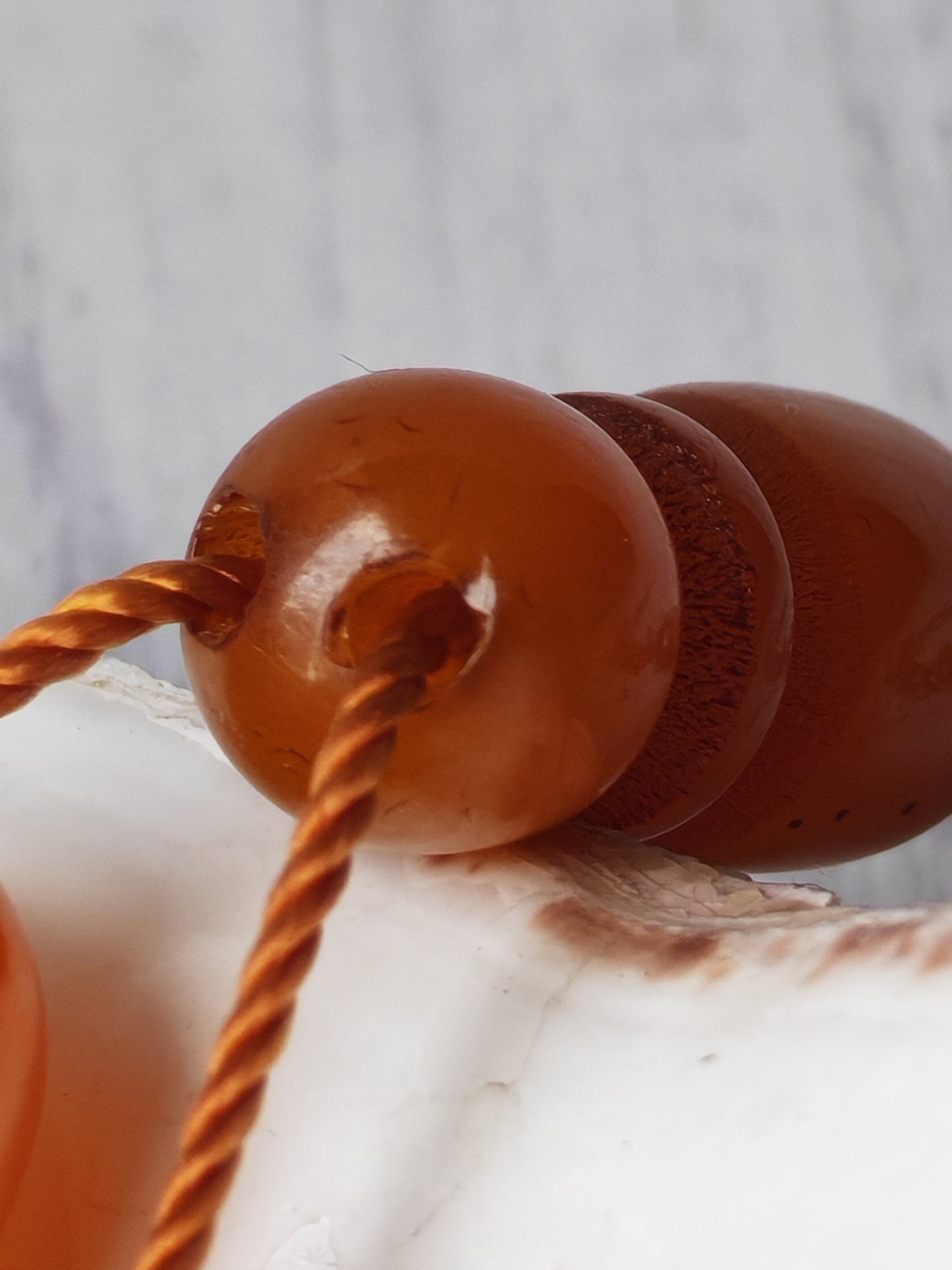 Antique German Bakelite Tasbih – Czech Craft | Deep Orange Honey Color | 33 Large Olive Beads | 126g