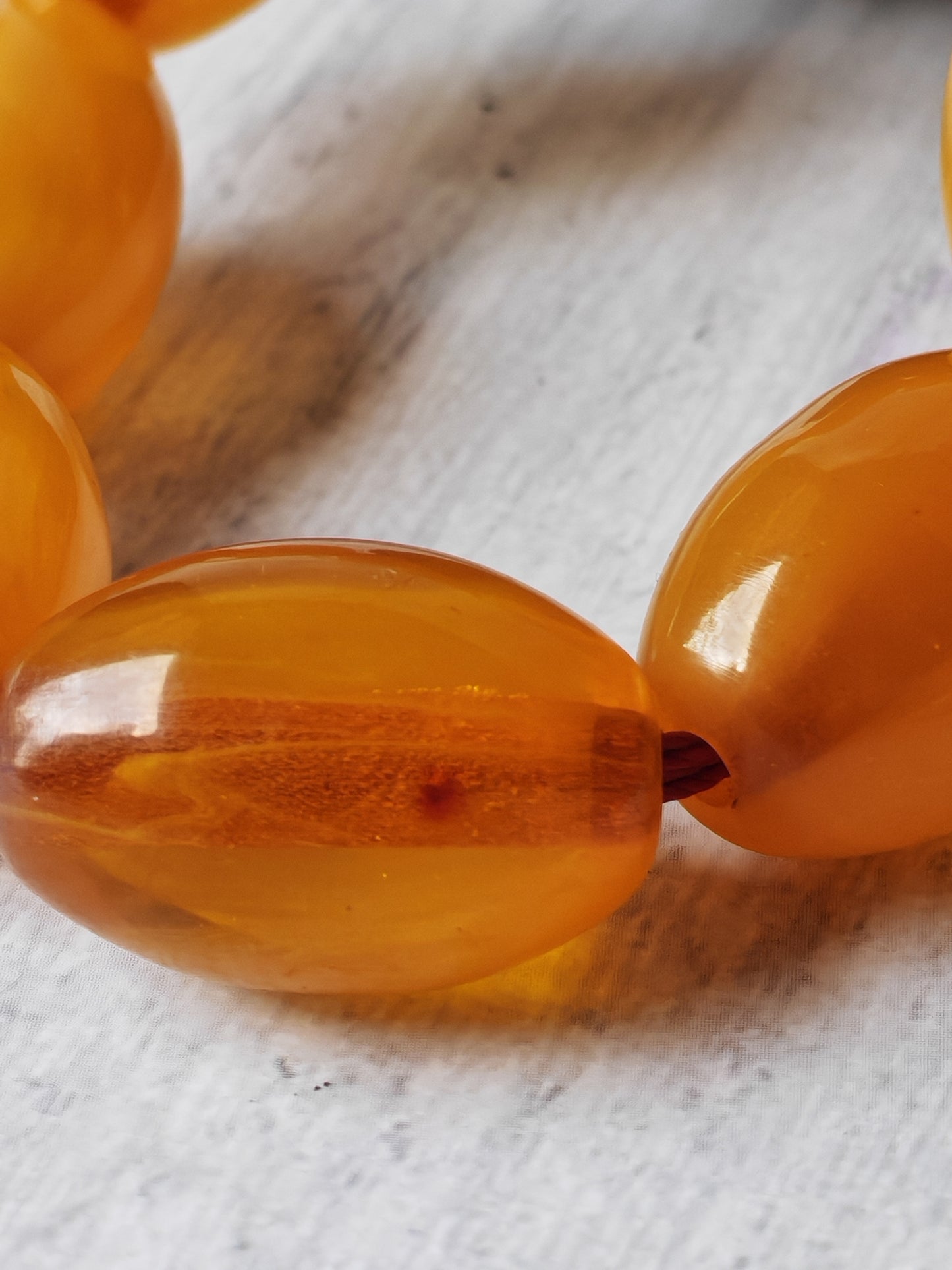 Antique German Bakelite Tasbih – 33 Long Olive Beads Gooseberry Pattern | Original Iraqi Craft