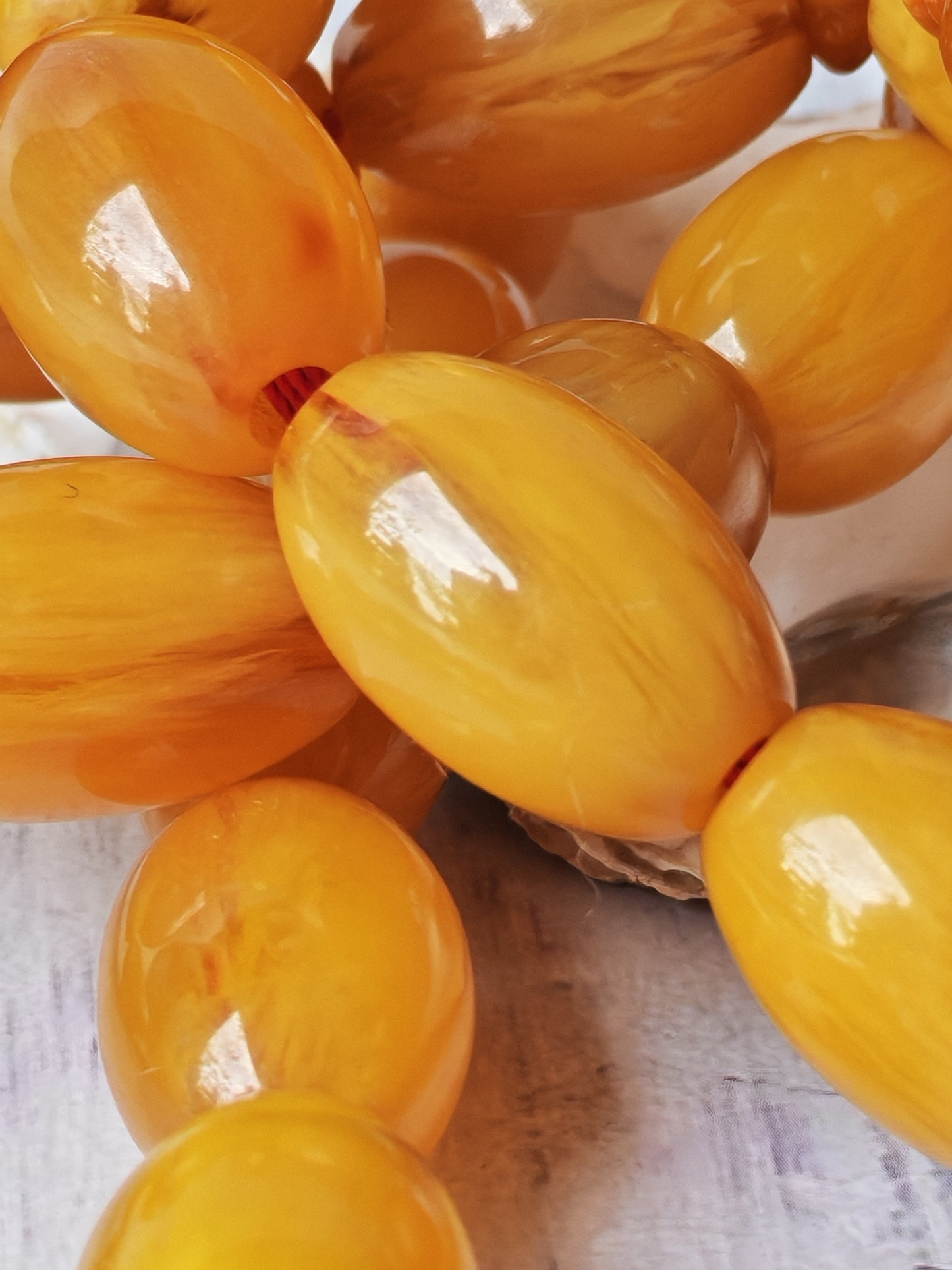 Antique German Bakelite Tasbih – 33 Long Olive Beads Gooseberry Pattern | Original Iraqi Craft