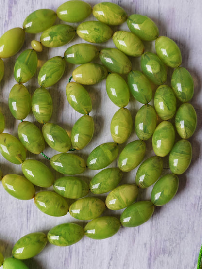 German Bakelite Tasbih – 53 Beads | Light Cloudy Green | Olive-Shaped | Daily Use