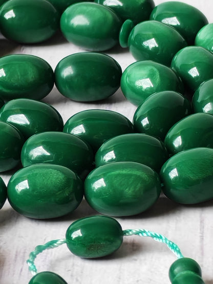 French Galalith Tasbih | 41 Beads | Dual-Tone Green | Egyptian Craft
