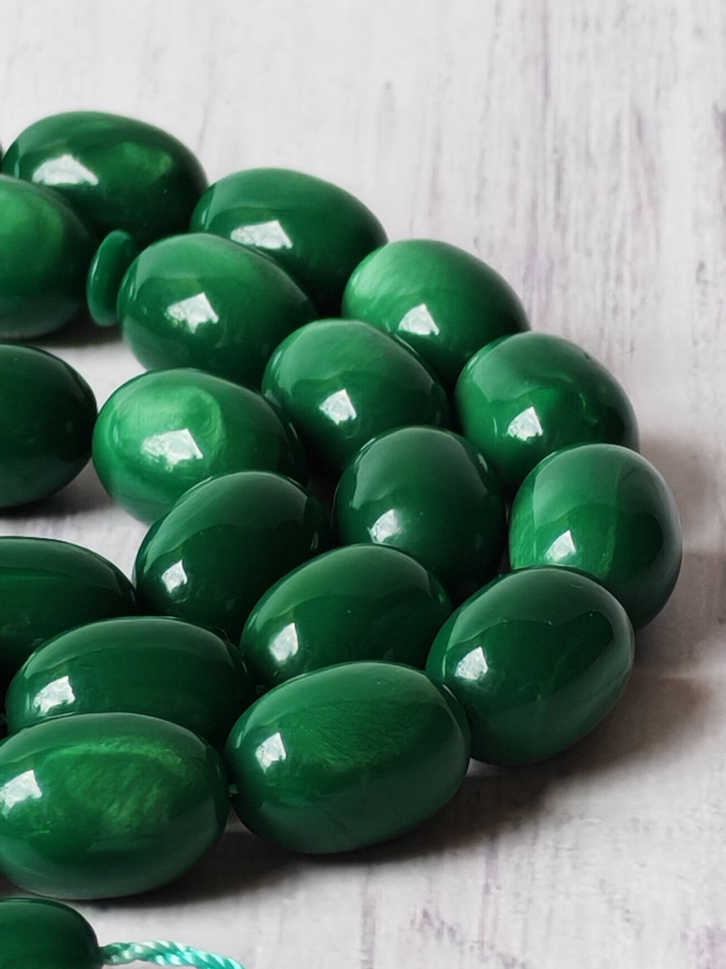 French Galalith Tasbih | 41 Beads | Dual-Tone Green | Egyptian Craft