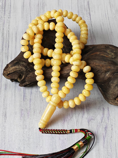 Unique Light Milk  Donut Shape Natural Amber Rosary / Tasbih 113 Beads