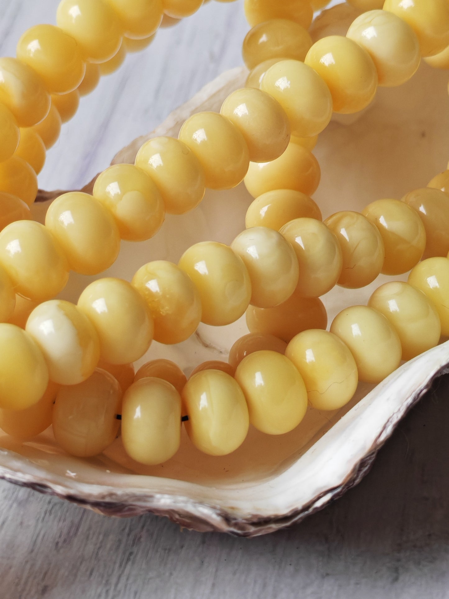 Unique Light Milk  Donut Shape Natural Amber Rosary / Tasbih 113 Beads