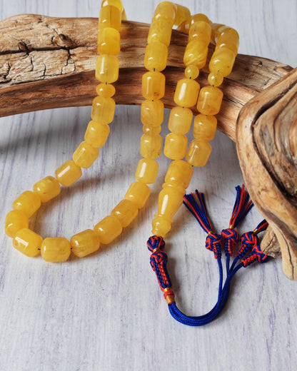 Barrel Shape Honey Natural Amber Rosary / Tasbih