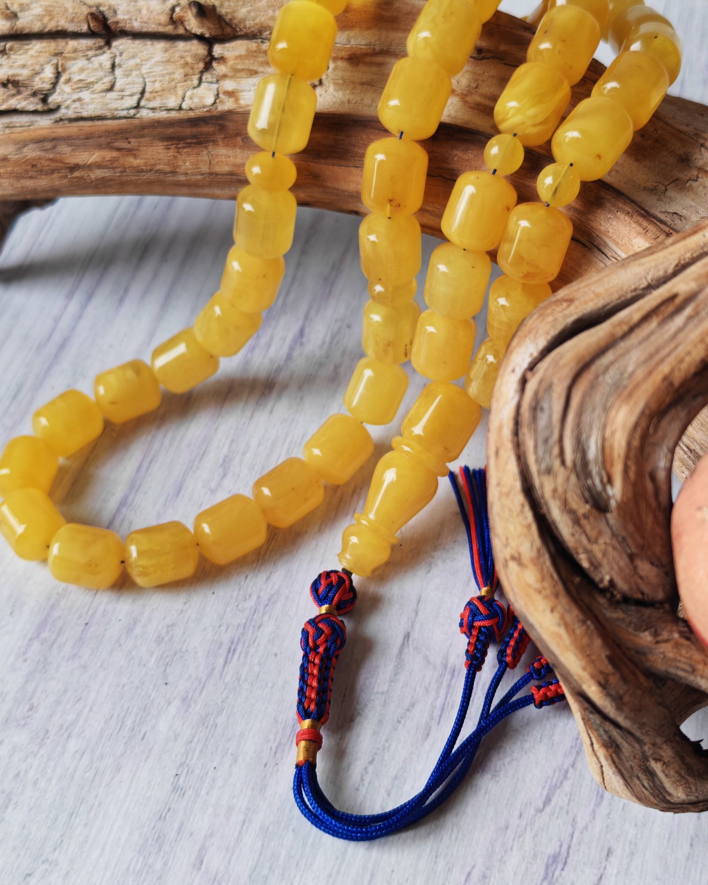 Barrel Shape Honey Natural Amber Rosary / Tasbih