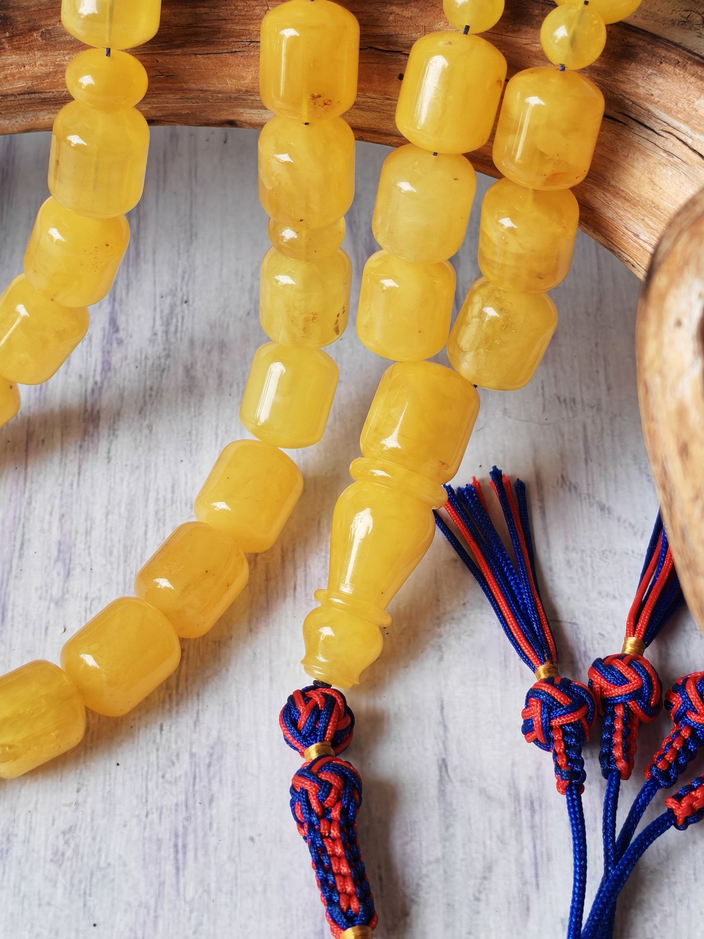 Barrel Shape Honey Natural Amber Rosary / Tasbih