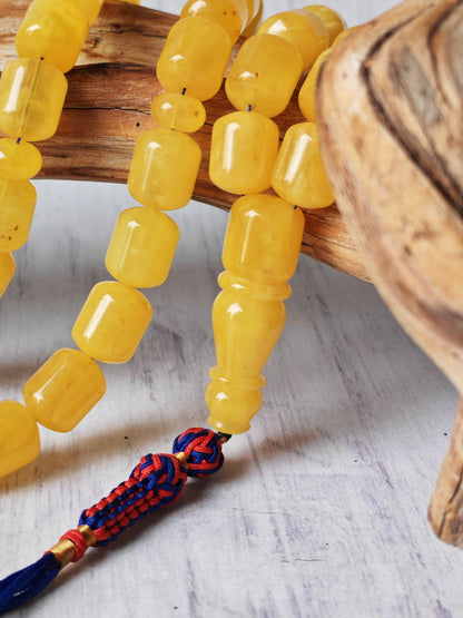 Barrel Shape Honey Natural Amber Rosary / Tasbih