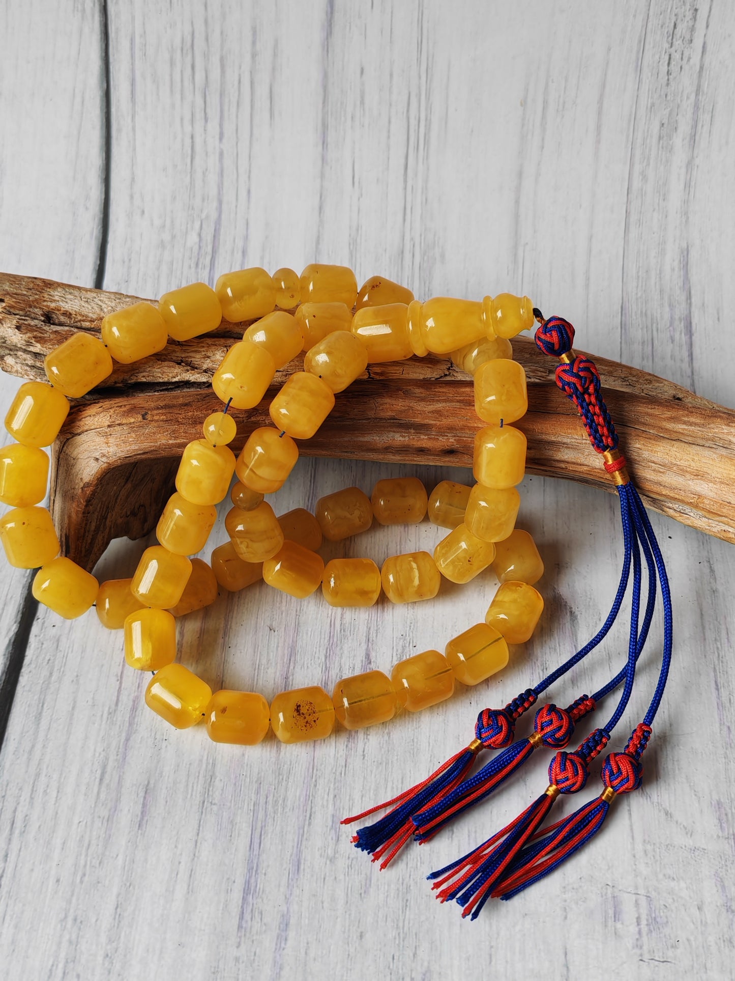 Barrel Shape Honey Natural Amber Rosary / Tasbih