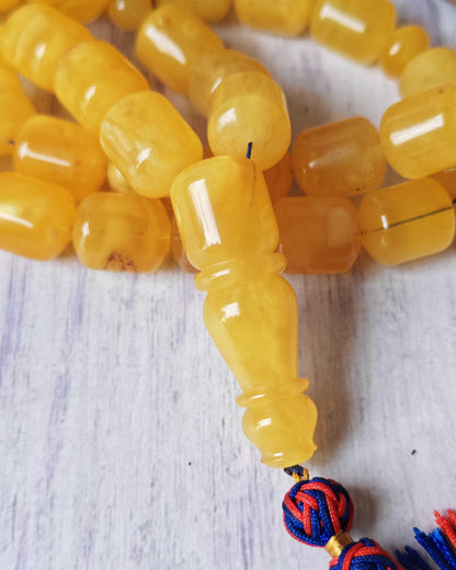 Barrel Shape Honey Natural Amber Rosary / Tasbih