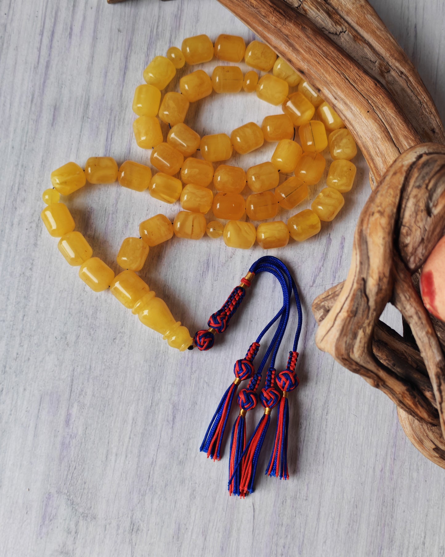 Barrel Shape Honey Natural Amber Rosary / Tasbih