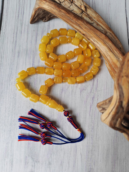 Barrel Shape Honey Natural Amber Rosary / Tasbih
