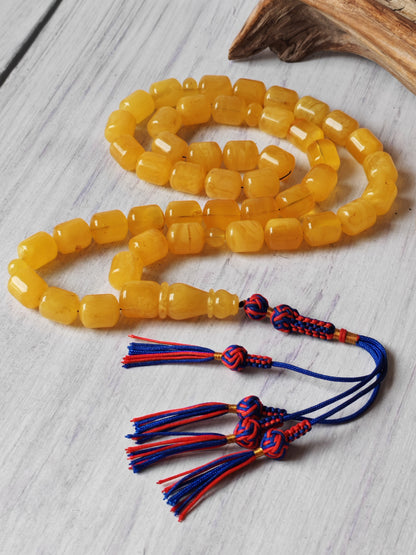 Barrel Shape Honey Natural Amber Rosary / Tasbih
