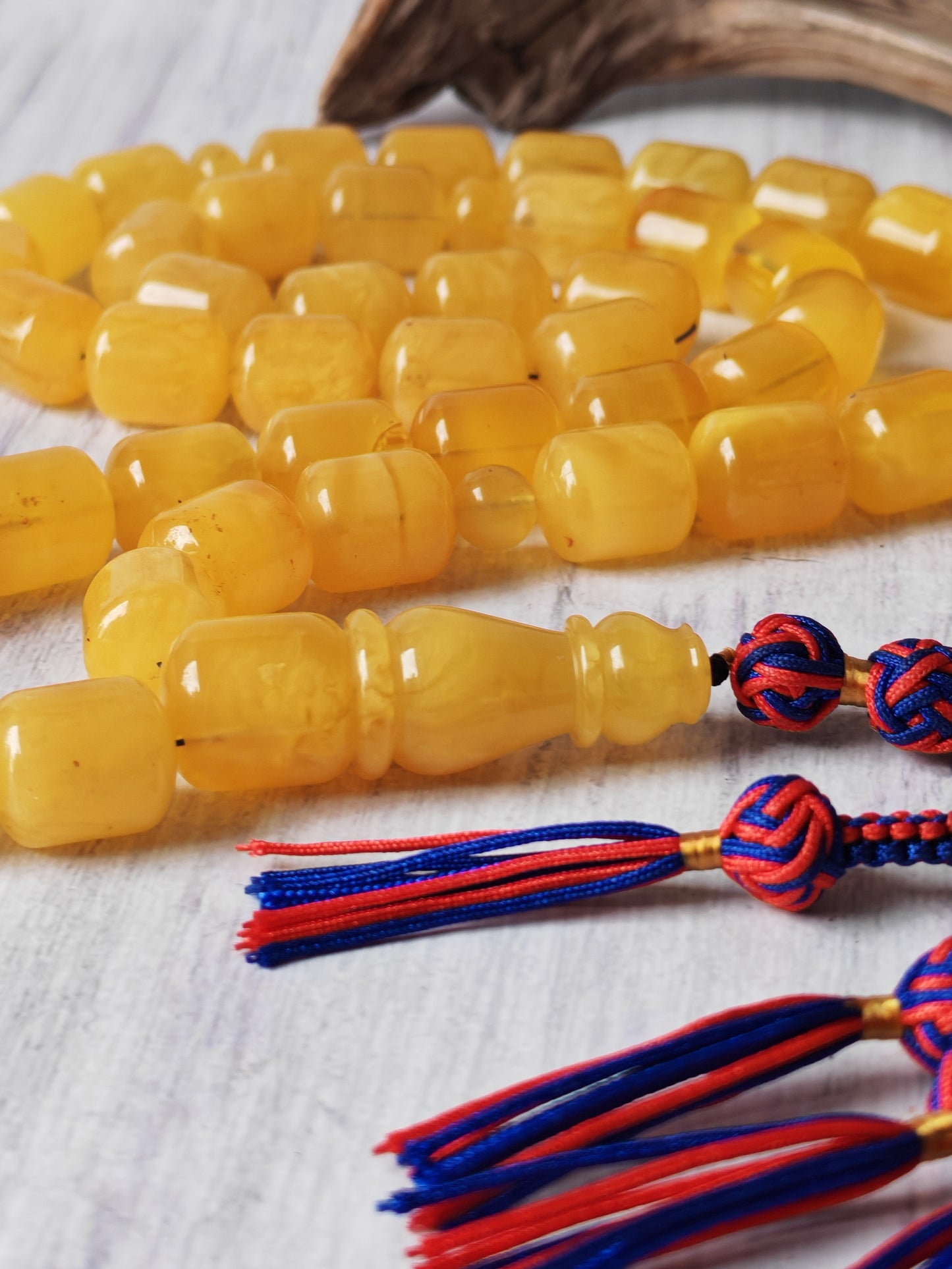 Barrel Shape Honey Natural Amber Rosary / Tasbih