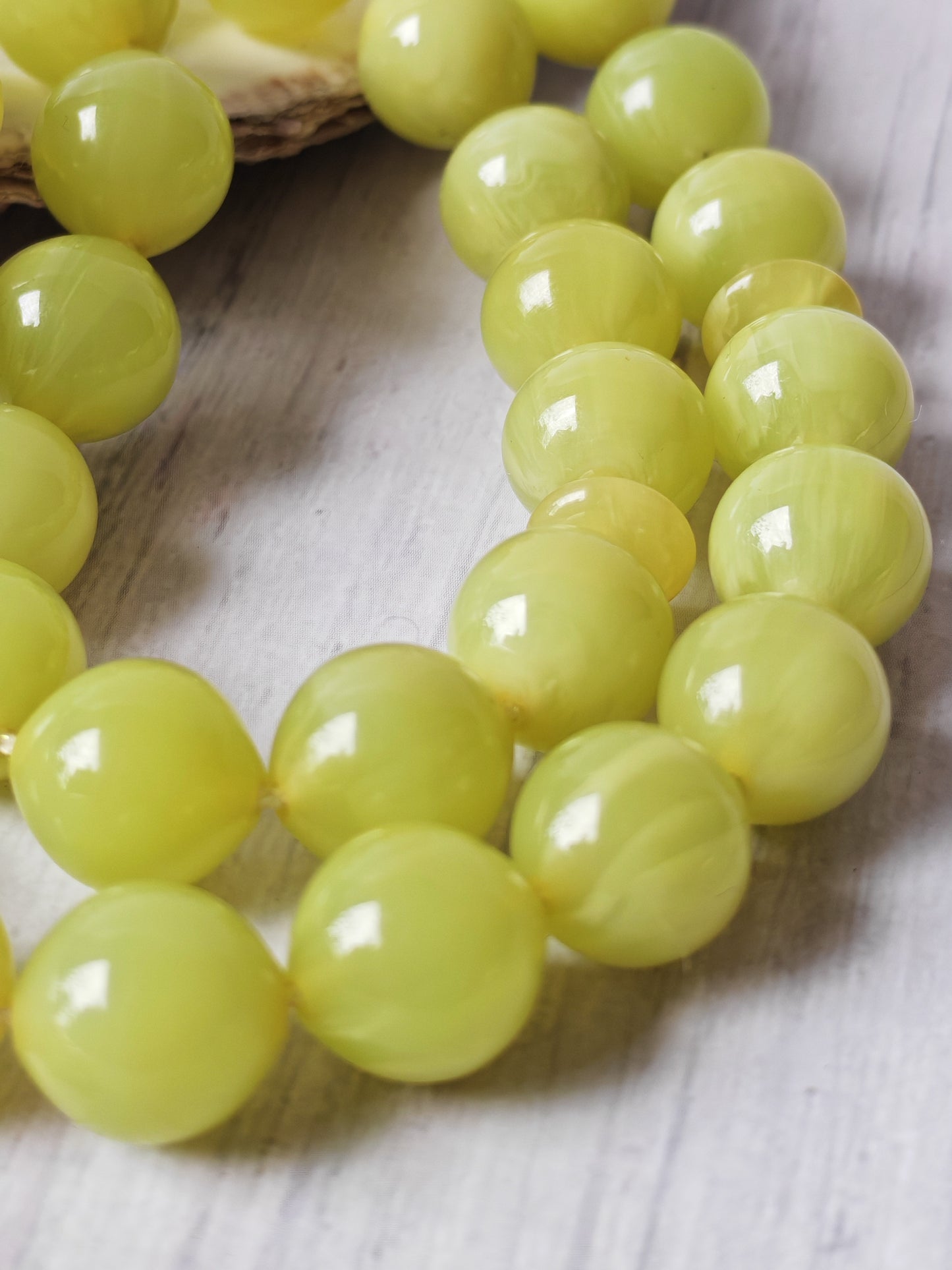 Light Lime Green German Bakelite Tasbih by Kifah Halabi – 45 Istanbul-Shaped Beads