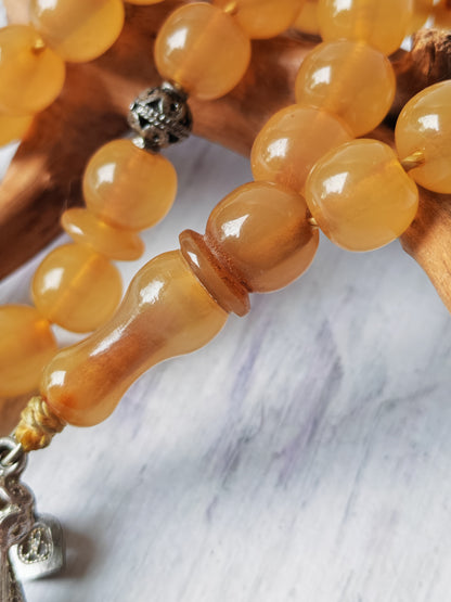 Antique German Bakelite Tasbih – 33 Donut-Shaped Beads | Ottoman Craft | Silver Tassel with Coins