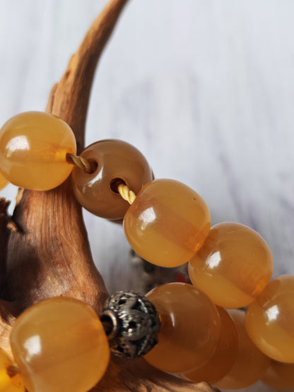 Antique German Bakelite Tasbih – 33 Donut-Shaped Beads | Ottoman Craft | Silver Tassel with Coins