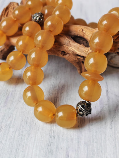 Antique German Bakelite Tasbih – 33 Donut-Shaped Beads | Ottoman Craft | Silver Tassel with Coins