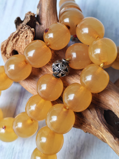 Antique German Bakelite Tasbih – 33 Donut-Shaped Beads | Ottoman Craft | Silver Tassel with Coins