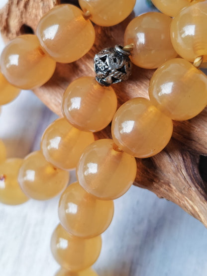 Antique German Bakelite Tasbih – 33 Donut-Shaped Beads | Ottoman Craft | Silver Tassel with Coins