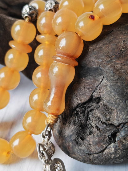 Antique German Bakelite Tasbih – 33 Donut-Shaped Beads | Ottoman Craft | Silver Tassel with Coins