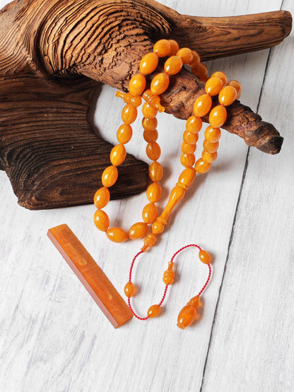 German Bakelite Tasbih by Muhammad Ozgan – 45 Olive-Shaped Beads | Lightweight | CarvaCraft Material | Turkish Craft