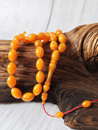 German Bakelite Tasbih by Muhammad Ozgan – 45 Olive-Shaped Beads | Lightweight | CarvaCraft Material | Turkish Craft