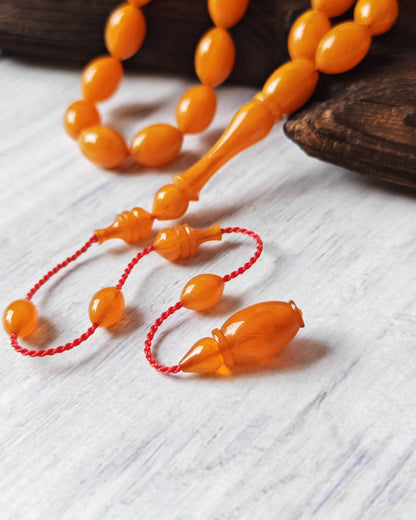 German Bakelite Tasbih by Muhammad Ozgan – 45 Olive-Shaped Beads | Lightweight | CarvaCraft Material | Turkish Craft