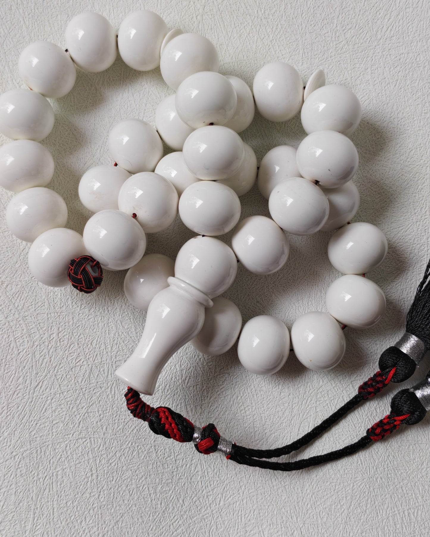 Rare White French Galalith Misbah – 33 Donut Beads