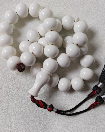 Rare White French Galalith Misbah – 33 Donut Beads