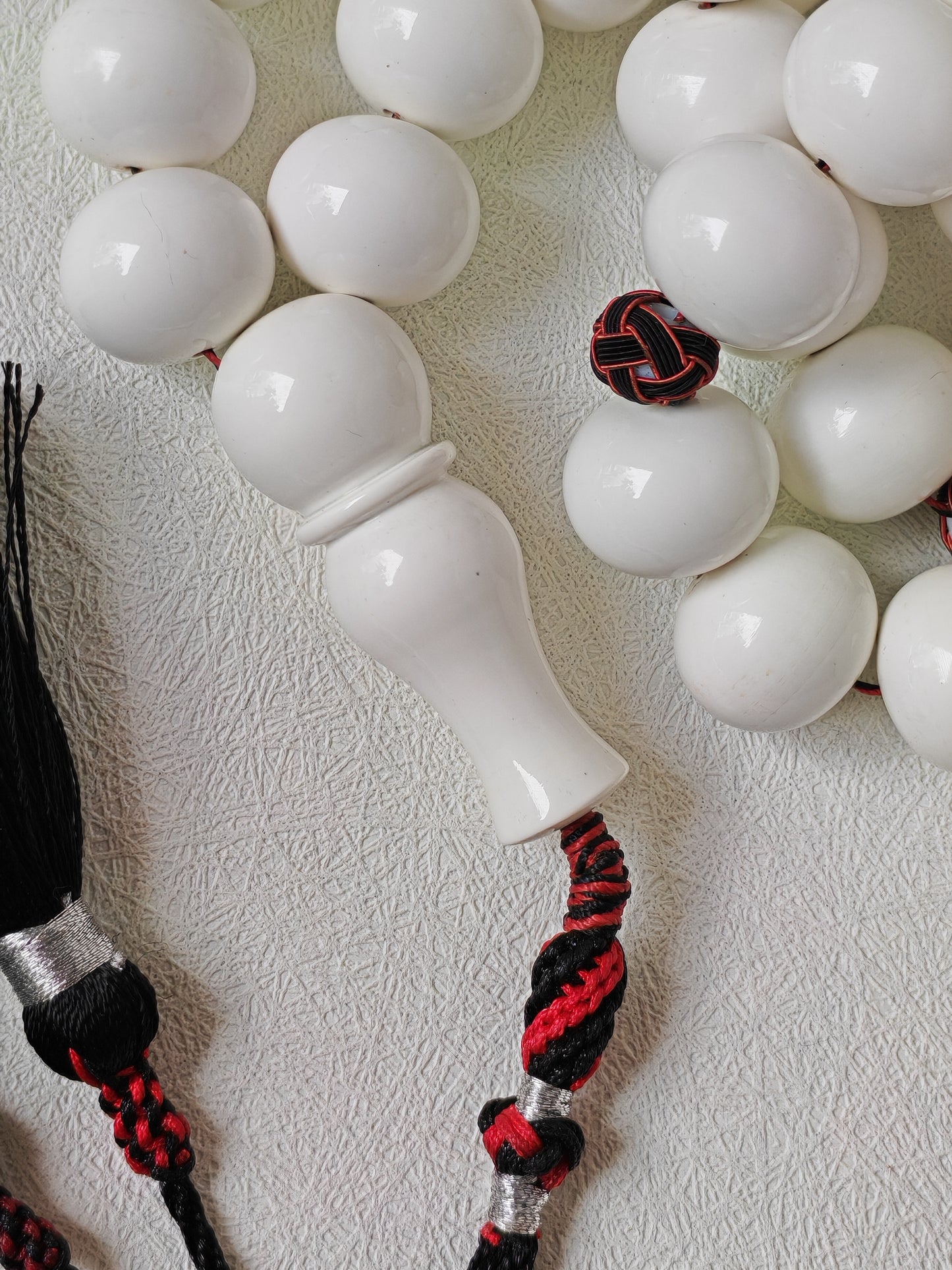 Rare White French Galalith Misbah – 33 Donut Beads