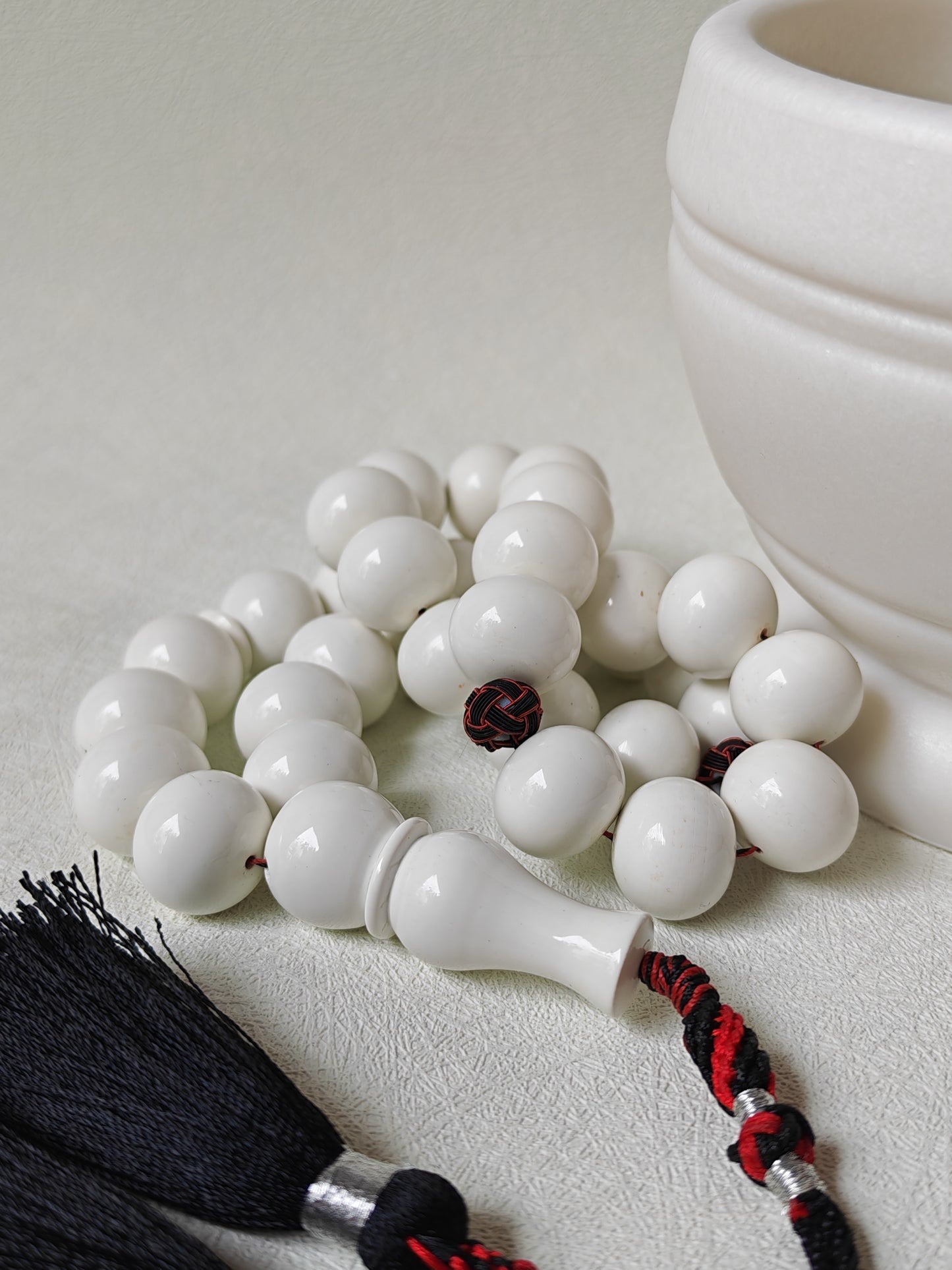 Rare White French Galalith Misbah – 33 Donut Beads