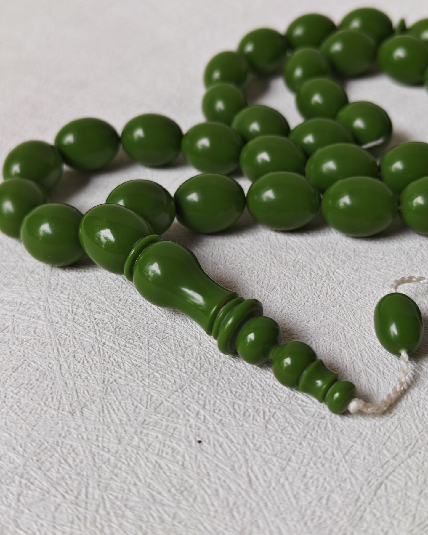 British Bakelite Olive-Bead Rosary – 35 Beads | Heavy, Collectible Craft from Egypt (71g)
