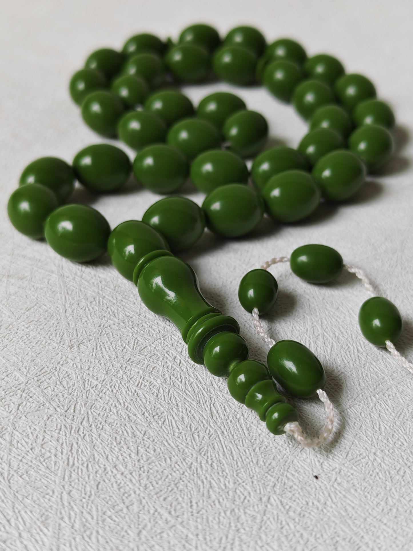 British Bakelite Olive-Bead Rosary – 35 Beads | Heavy, Collectible Craft from Egypt (71g)