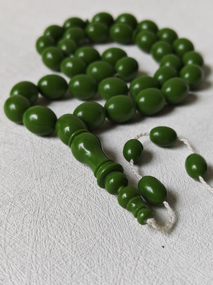 British Bakelite Olive-Bead Rosary – 35 Beads | Heavy, Collectible Craft from Egypt (71g)