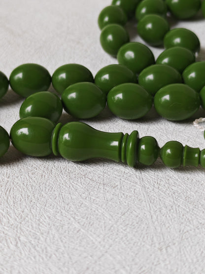 British Bakelite Olive-Bead Rosary – 35 Beads | Heavy, Collectible Craft from Egypt (71g)
