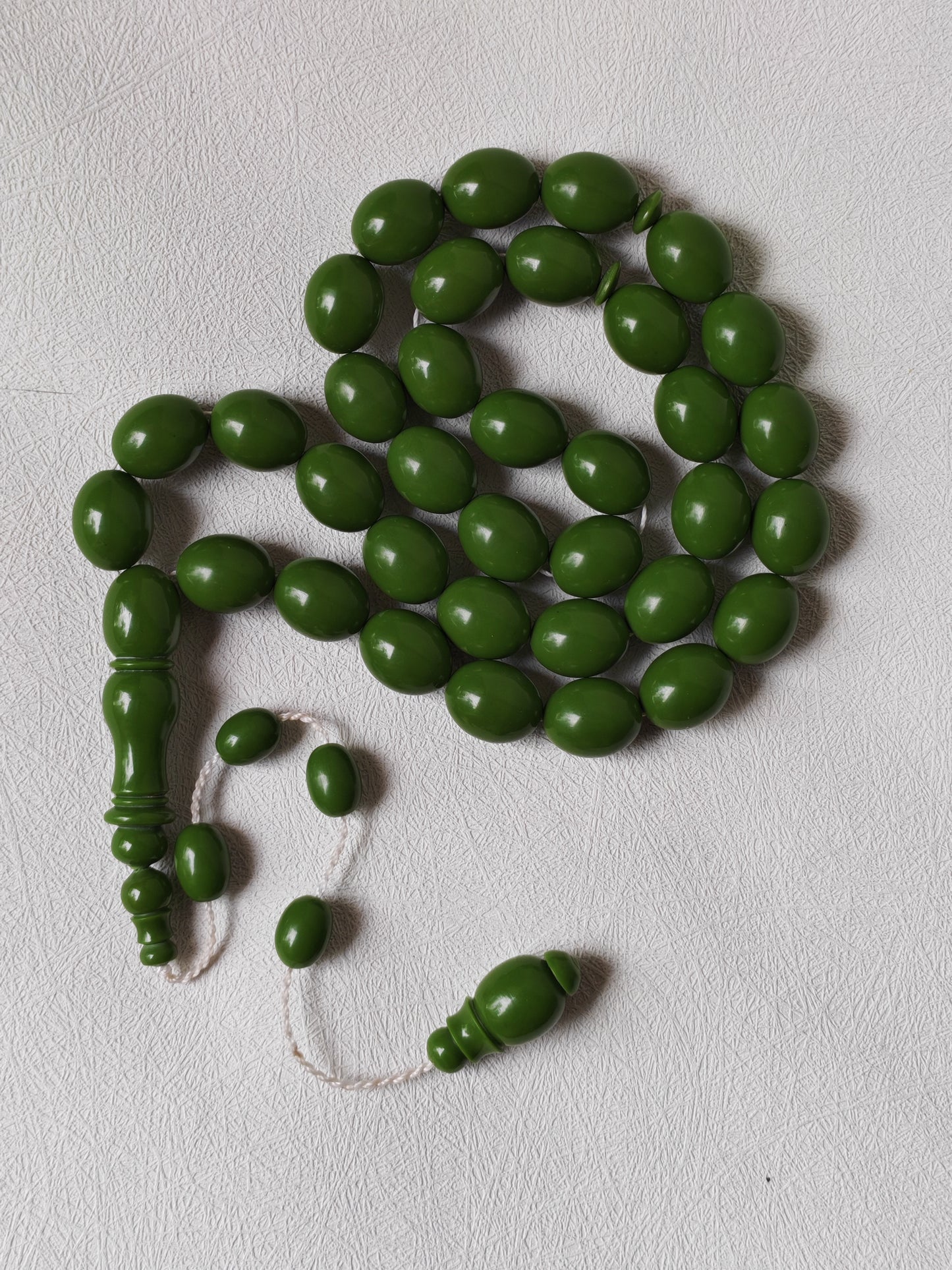 British Bakelite Olive-Bead Rosary – 35 Beads | Heavy, Collectible Craft from Egypt (71g)